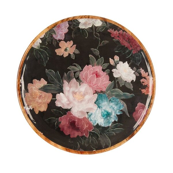 Mangowood Platter - Black Floral