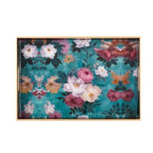 Laquered Wood Tray - Green Floral