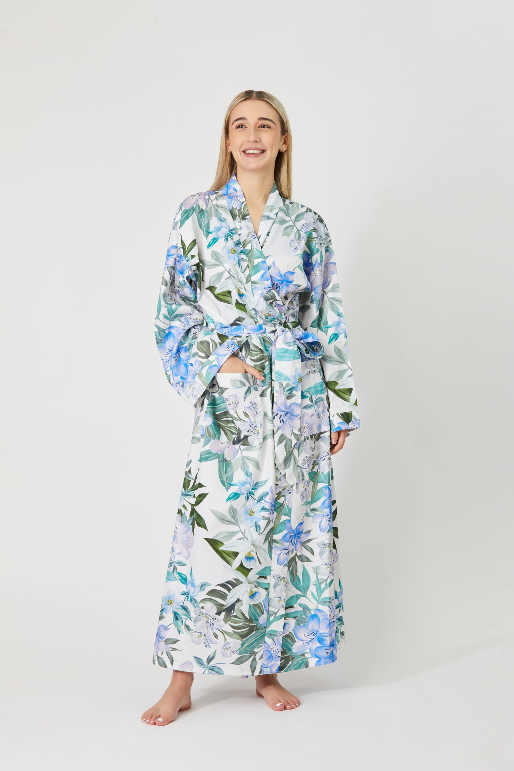 Robe-100% Cotton-Blue Nymph-Blue - Sanctuary Studio